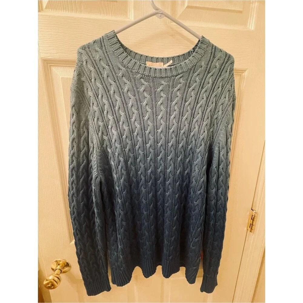 Moncler Men's Cable Knit Crewneck Sweater - Slate Blue